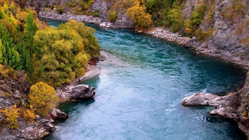 River in Canyon — Blue, Serene, Autumn