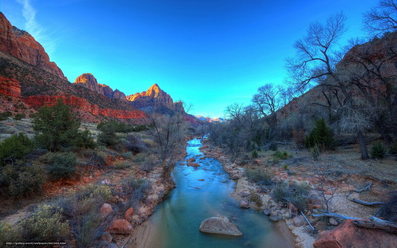 River in Canyon — Blue, Serene, Morning