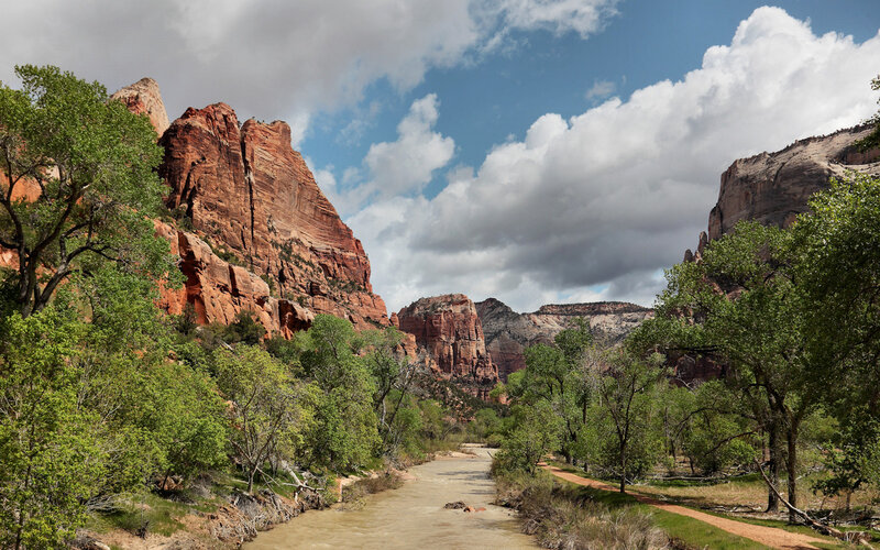 River in Canyon — Blue, Serene