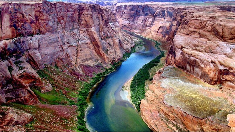 River in Canyon — Blue