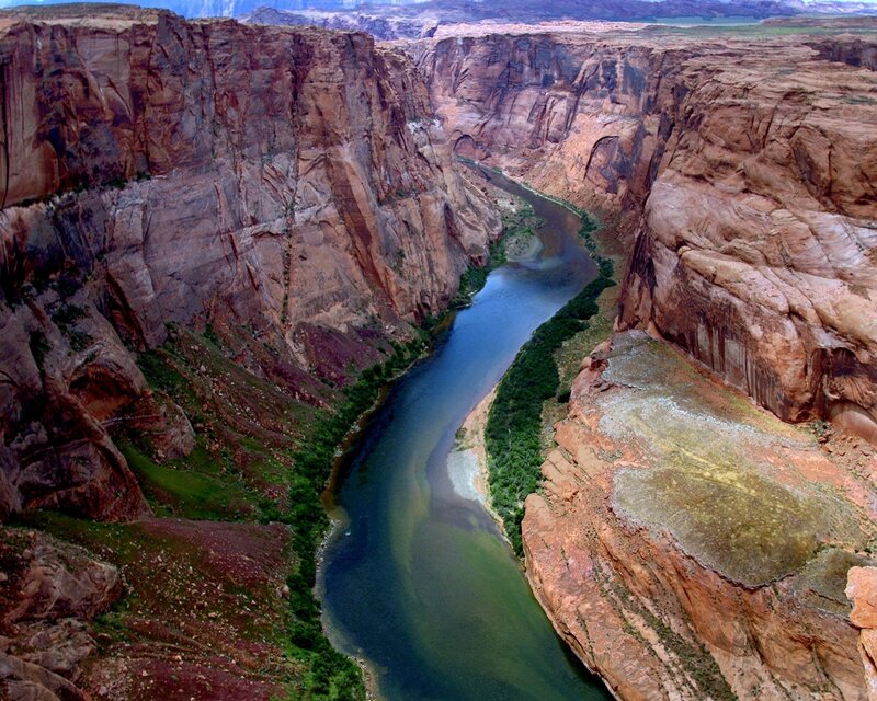 River in Canyon — Brown, Dramatic, Afternoon, Photograph, Rocks, Vegetation