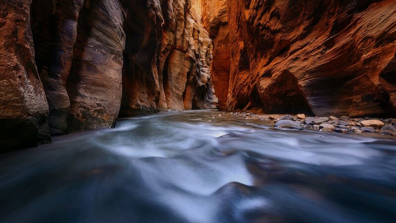 River in Canyon — Brown, Dramatic, Photograph, Canyon Walls