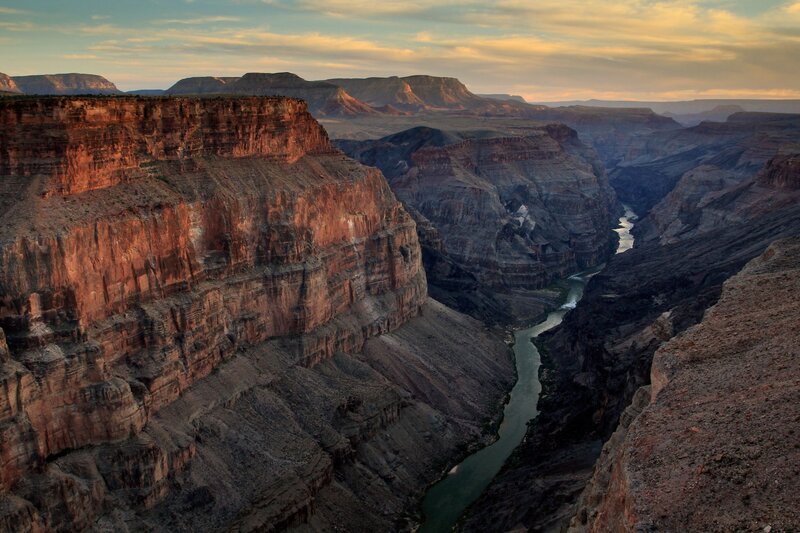 River in Canyon — Brown, Dramatic, Sunset, Photograph, Mountains