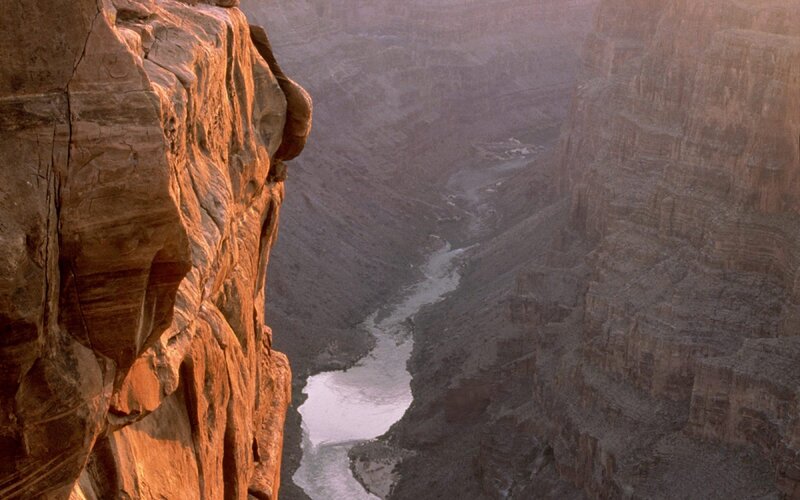 River in Canyon — Brown, Dramatic, Sunset