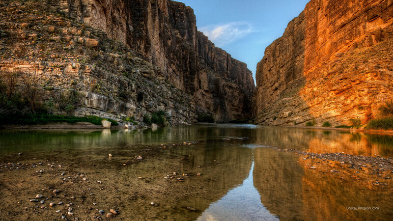 River in Canyon — Brown, Serene, Sunset