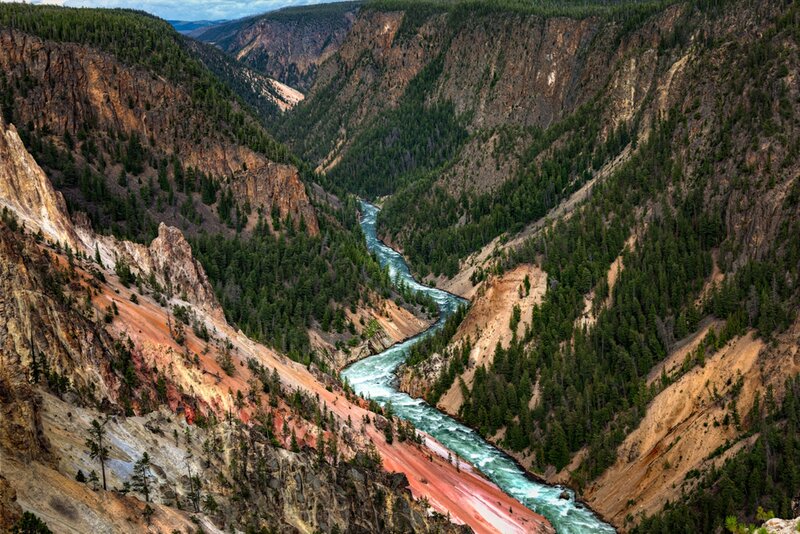 River in Canyon — Green, Dramatic, Afternoon, Photograph