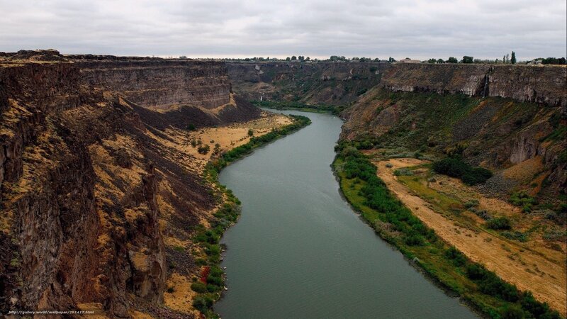 River in Canyon — Green, Serene, Afternoon, Photograph, Cliffs