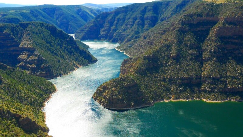 River in Canyon — Green, Serene, Afternoon, Photograph, Trees, Water