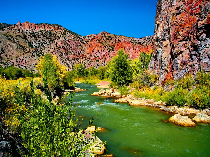 River in Canyon — Green, Serene, Afternoon