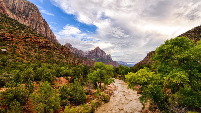 River in Canyon Landscape — Green, Dramatic