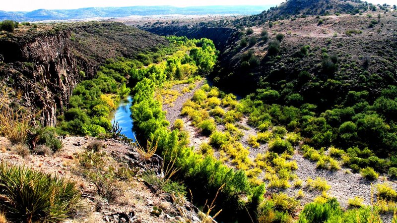 River in Canyon Landscape — Green, Serene