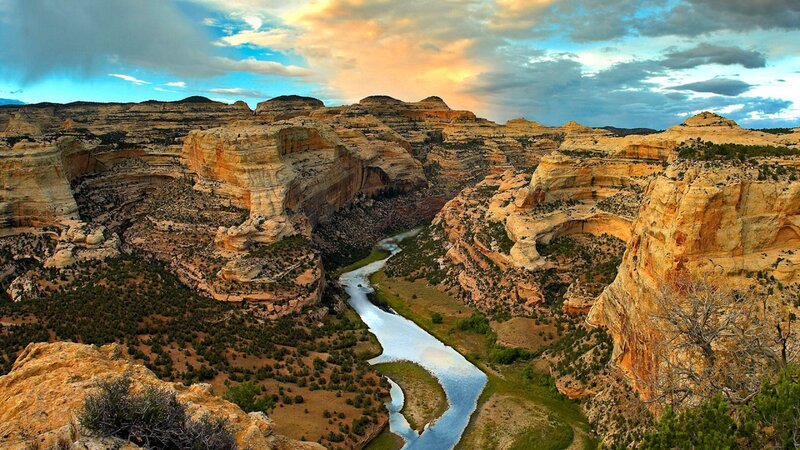 River in Canyon Landscape — Orange, Dramatic