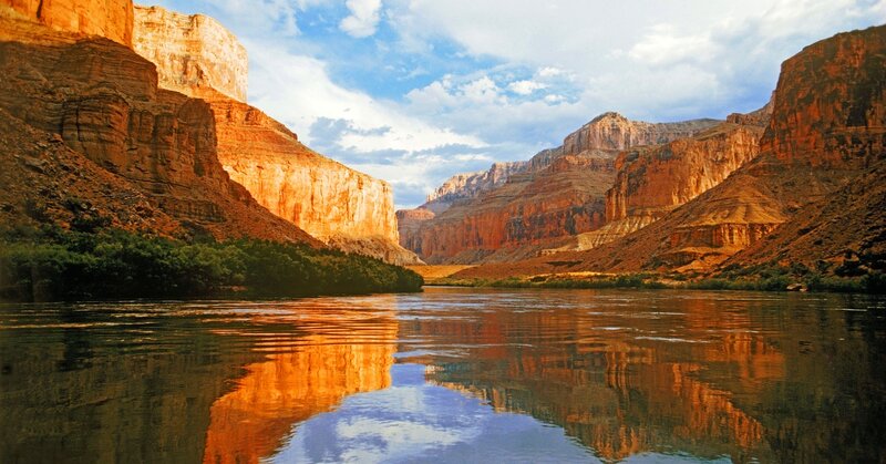 River in Canyon — Orange, Serene, Sunset