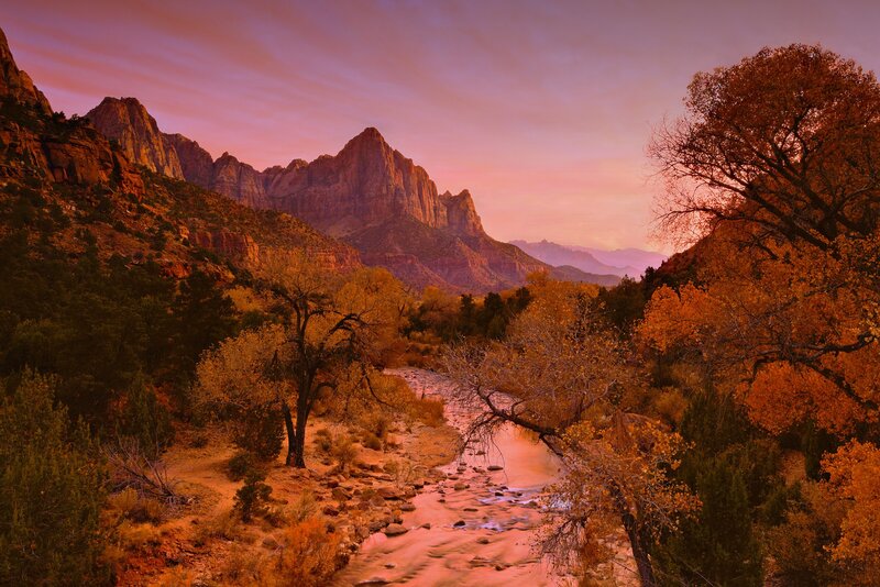 River in Canyon — Purple, Serene