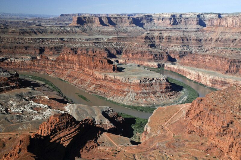 River in Canyon — Red, Dramatic, Afternoon, Photograph, Cliffs, Trail