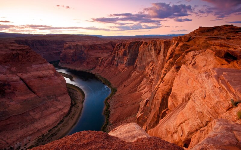 River in Canyon — Red, Dramatic, Sunset, Photograph, Sky