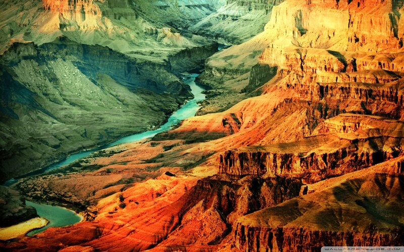 River in Canyon — Red, Dramatic, Sunset