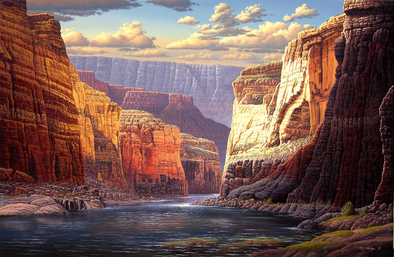 River in Canyon — Red, Serene, Afternoon