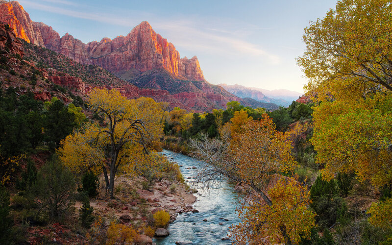 River in Canyon — Red, Serene, Autumn