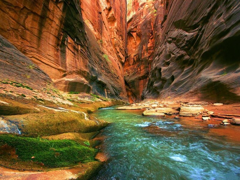River in Canyon — Red, Serene