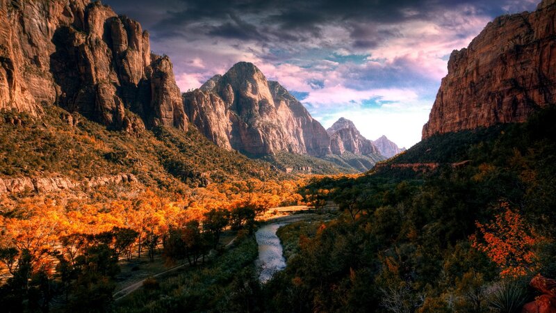 River in Canyon Valley — Orange, Dramatic, Autumn