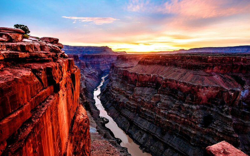 River in Deep Canyon — Red, Dramatic