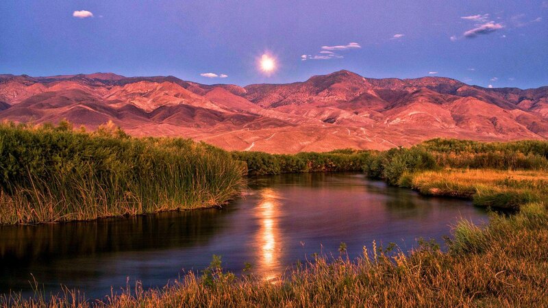 River in Desert Valley — Blue