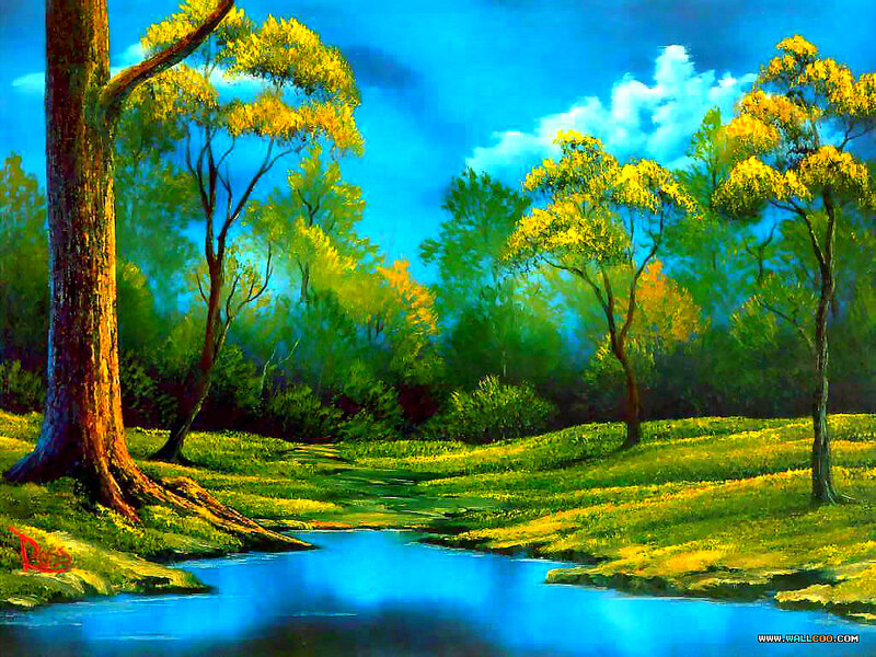 River in Forest Landscape — Blue, Serene, Afternoon
