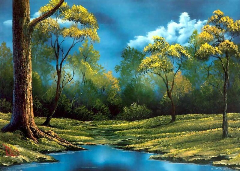 River in Forest Landscape — Blue