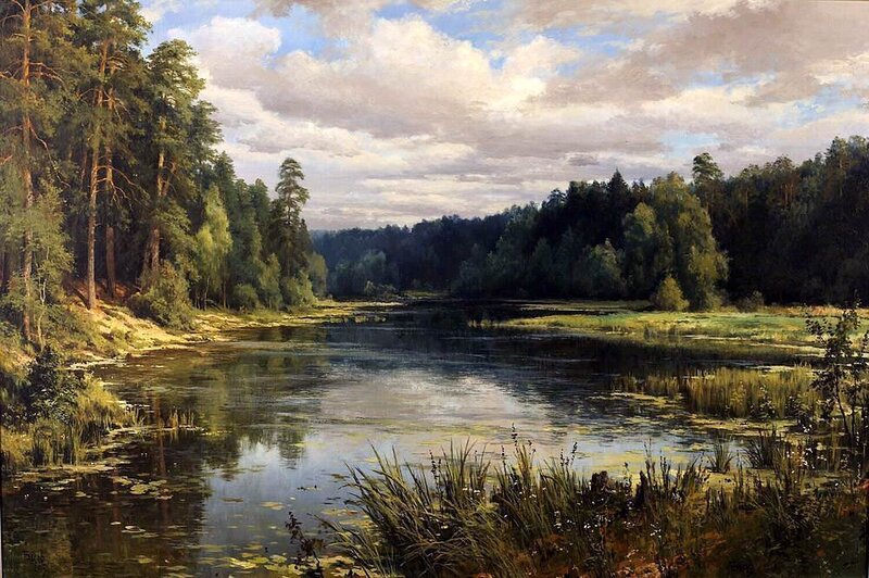 River in Forest Landscape — Green, Serene, Afternoon
