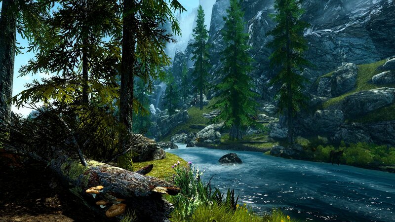 River in Forest Valley — Green, Serene, Afternoon, 3d Render