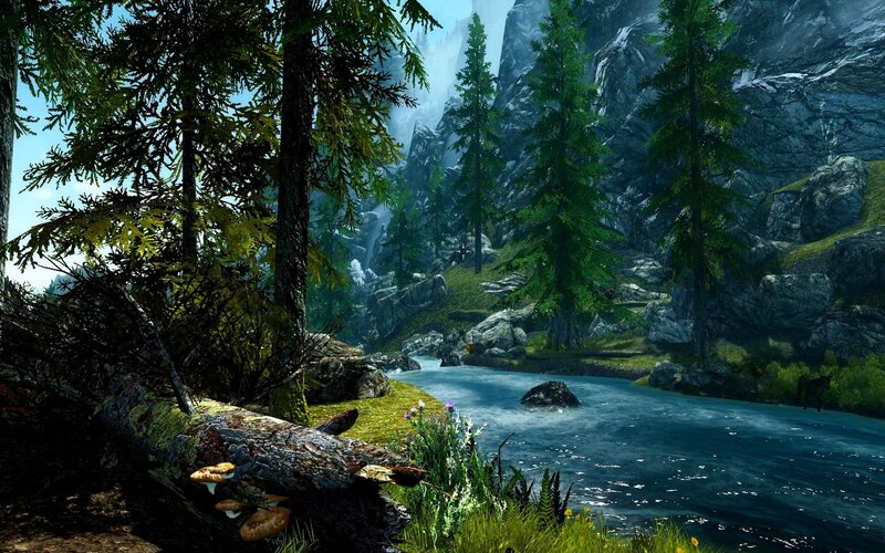 River in Forest Valley — Green, Serene, Afternoon, 3d Render, Trees