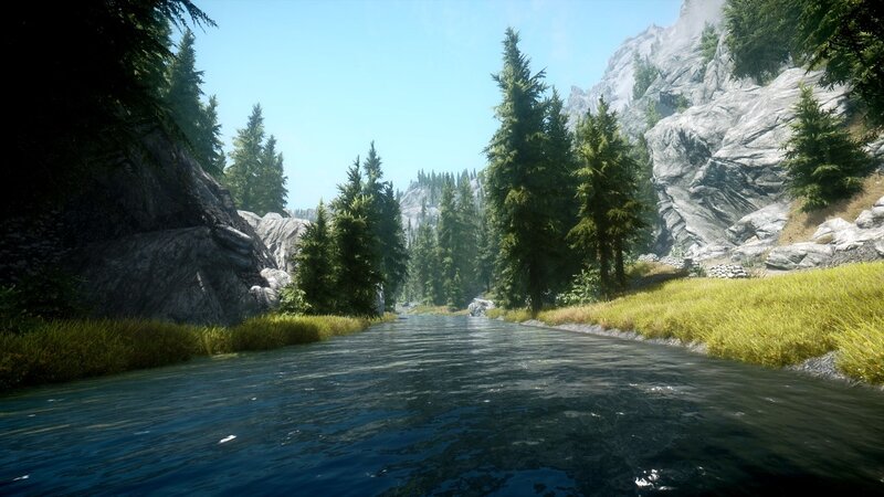 river in forested mountains