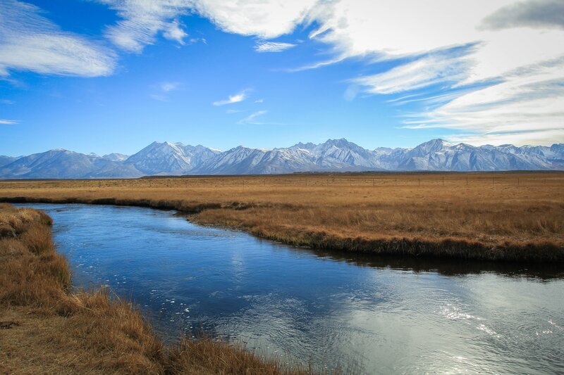 River in Grassland — Blue