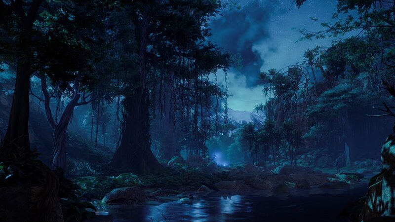 River in Jungle at Night
