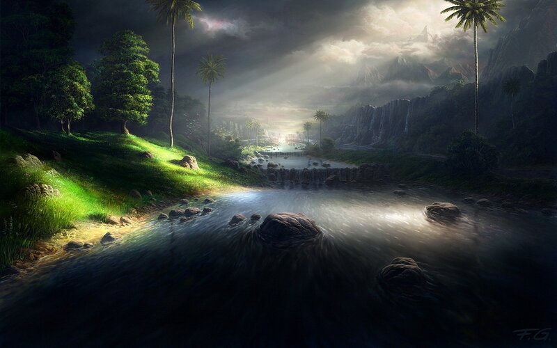 River in Jungle Landscape
