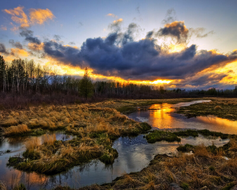 River in Marshland — Orange, Dramatic