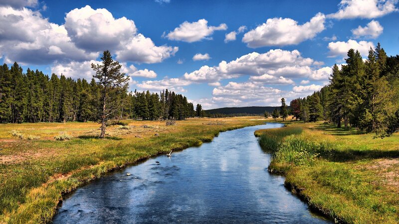 River in Meadow — Blue, Serene, Afternoon