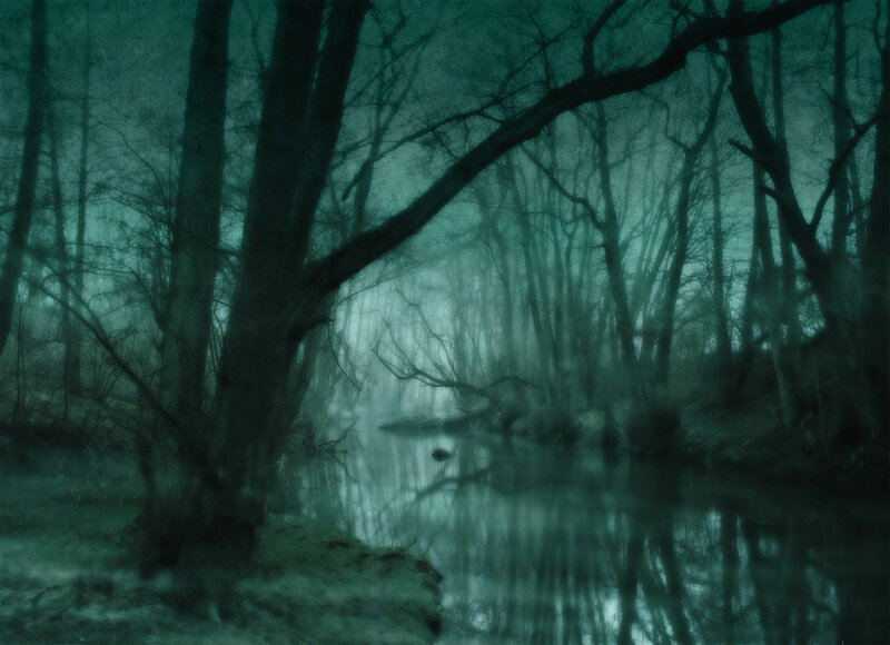 River in Misty Forest — Green, Mysterious