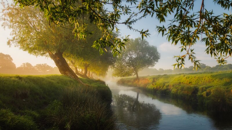 River in Misty Morning