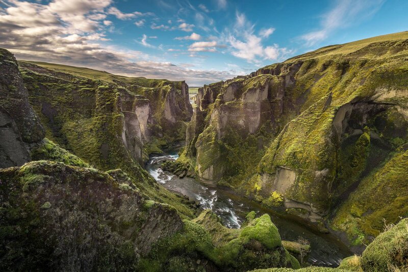River in Moss-covered Canyon
