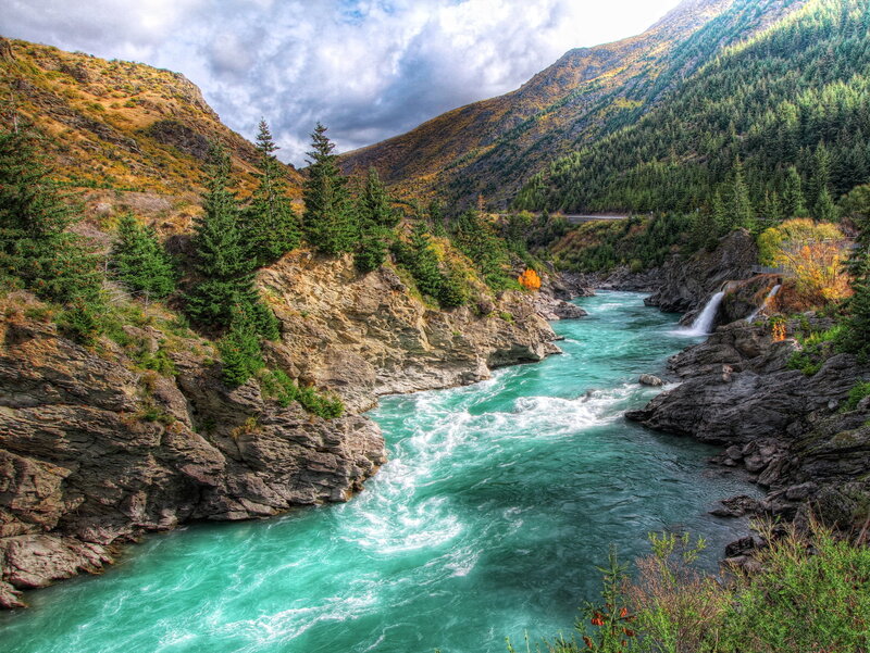 River in Mountain Canyon — Blue, Dramatic, Autumn