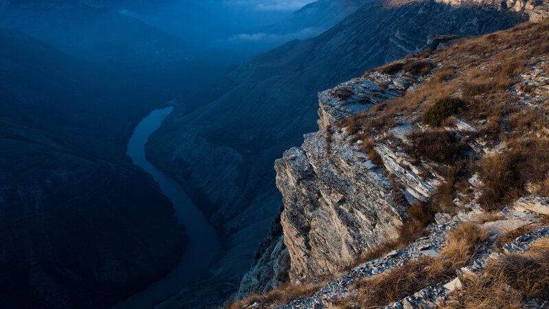 River in Mountain Canyon — Blue, Dramatic