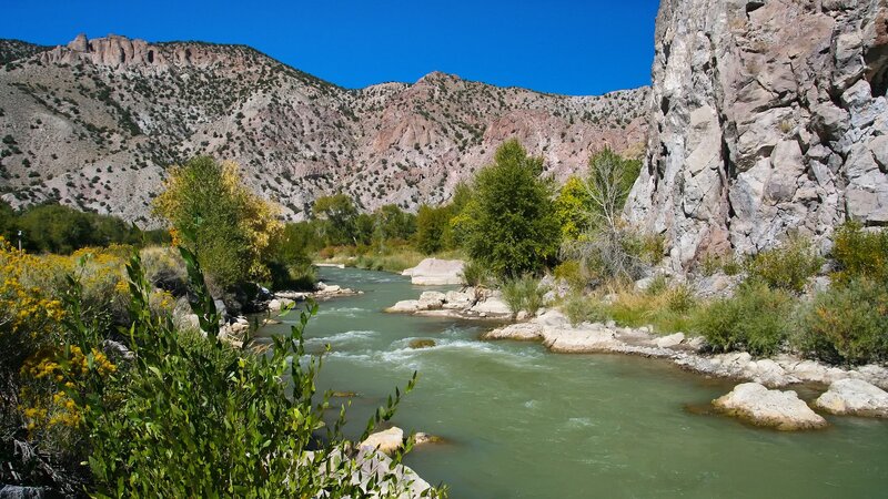 River in Mountain Canyon — Blue, Serene, Afternoon