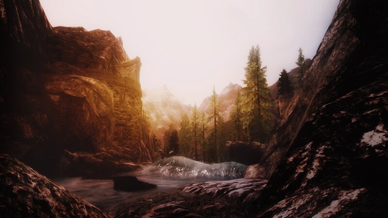 River in Mountain Canyon — Brown, Serene, Morning
