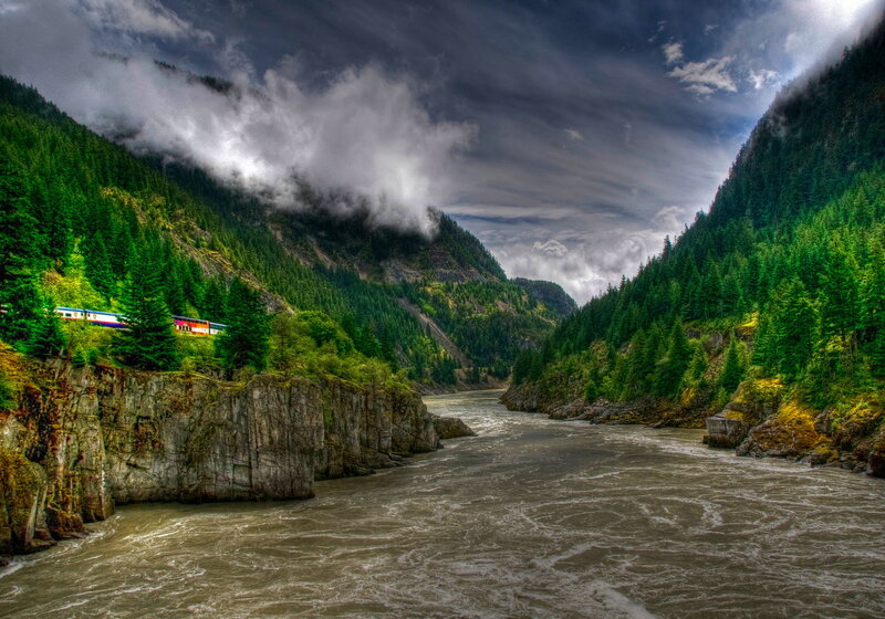 River in Mountain Canyon — Green, Dramatic