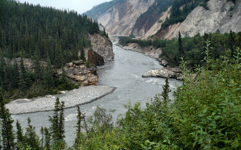River in Mountain Canyon — Green, Natural