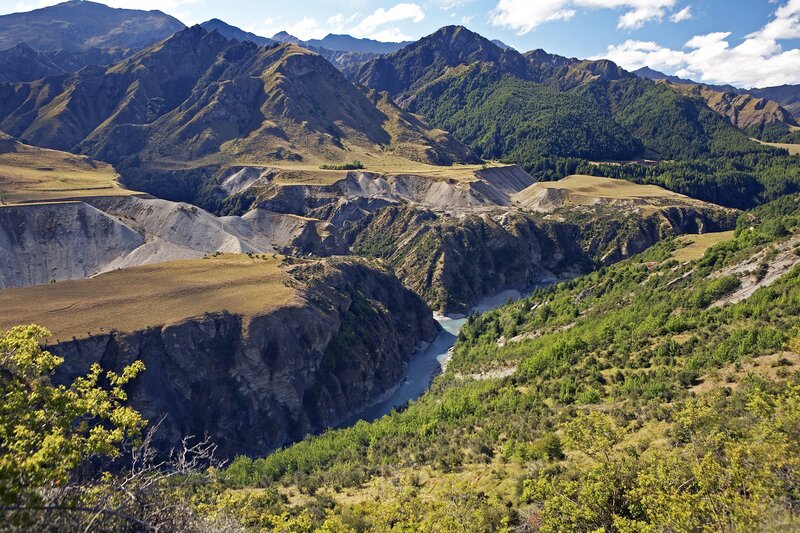 River in Mountain Canyon — Green, Serene, Afternoon, Photograph, Mountains, Vegetation