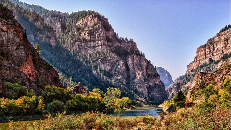 River in Mountain Canyon — Green, Serene, Afternoon, Photograph