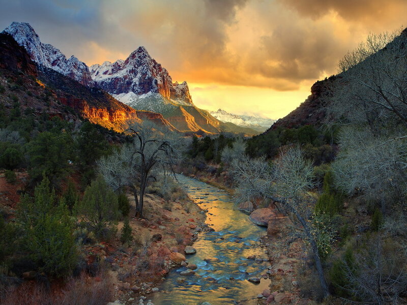 River in Mountain Canyon — Orange, Dramatic